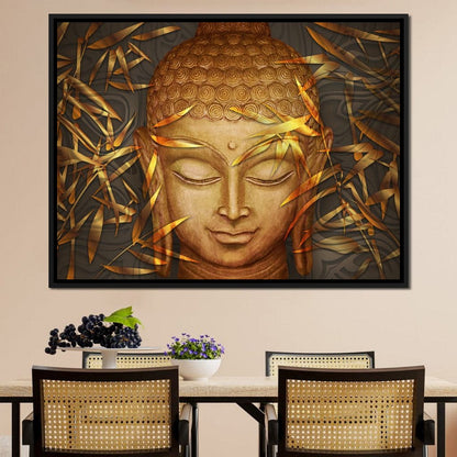 Smiling Golden Buddha Canvas Wall Art