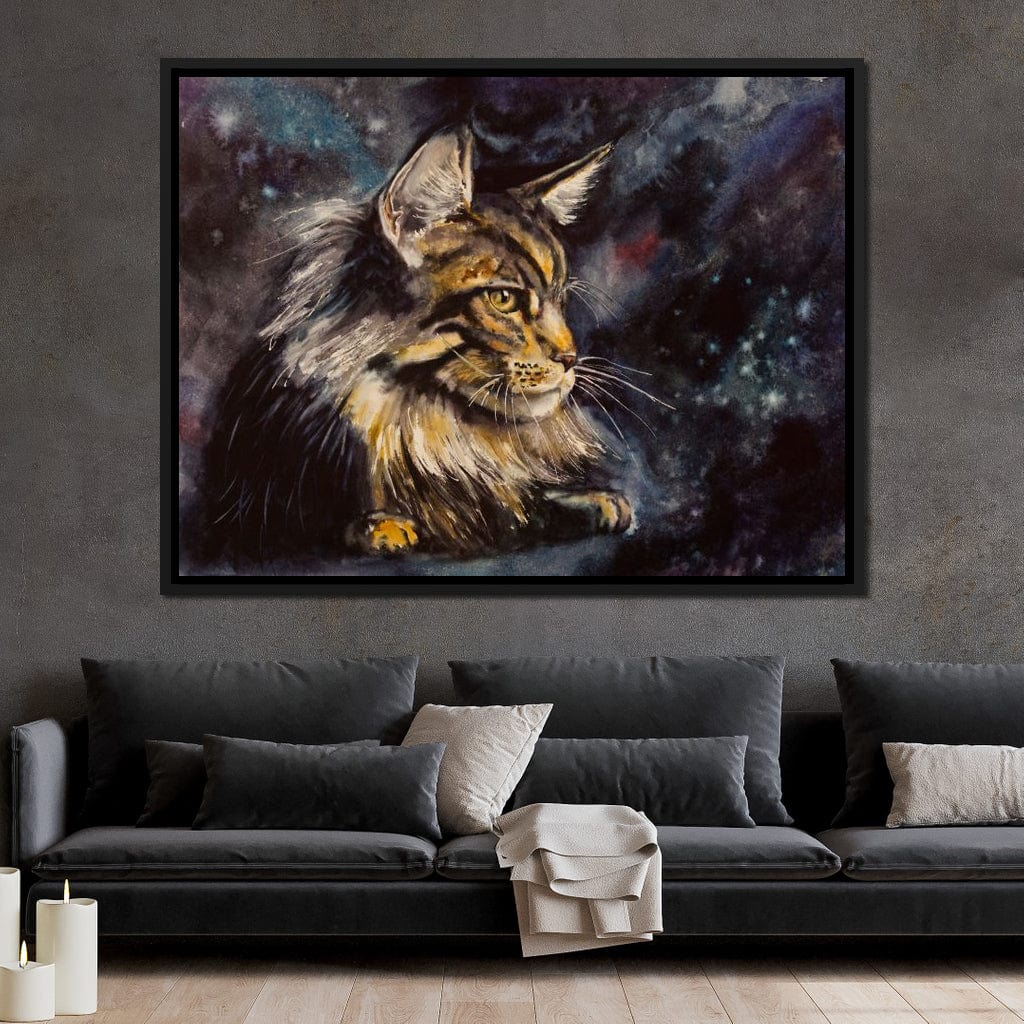 Night Cat Canvas Wall Art
