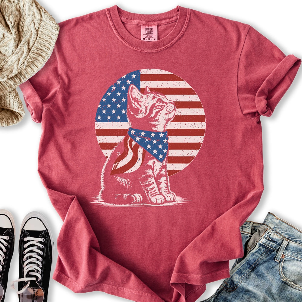 Kitten America Flag Relaxed Tee