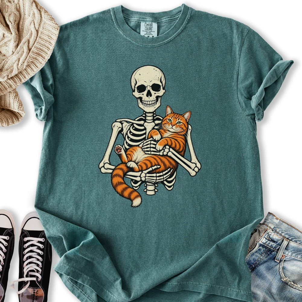 Skeleton Orange Cat Relaxed Tee