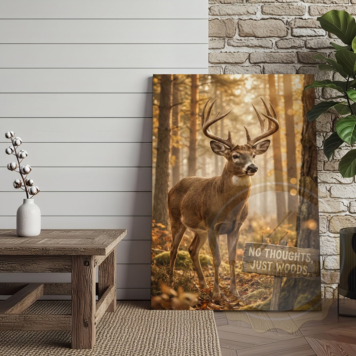 Deer Canvas No Thoughts Just Woods Autumn Canvas Wall Art