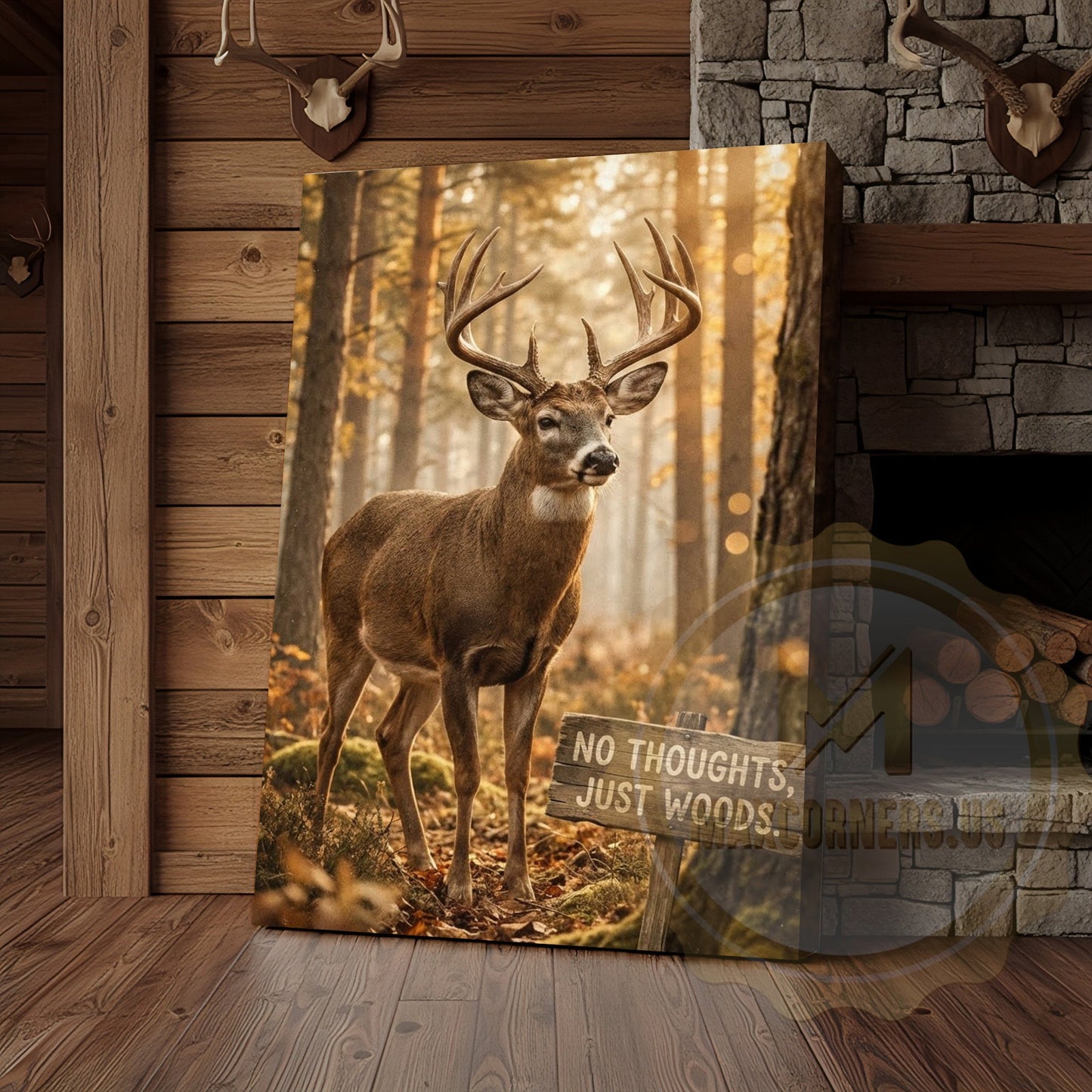 Deer Canvas No Thoughts Just Woods Autumn Canvas Wall Art