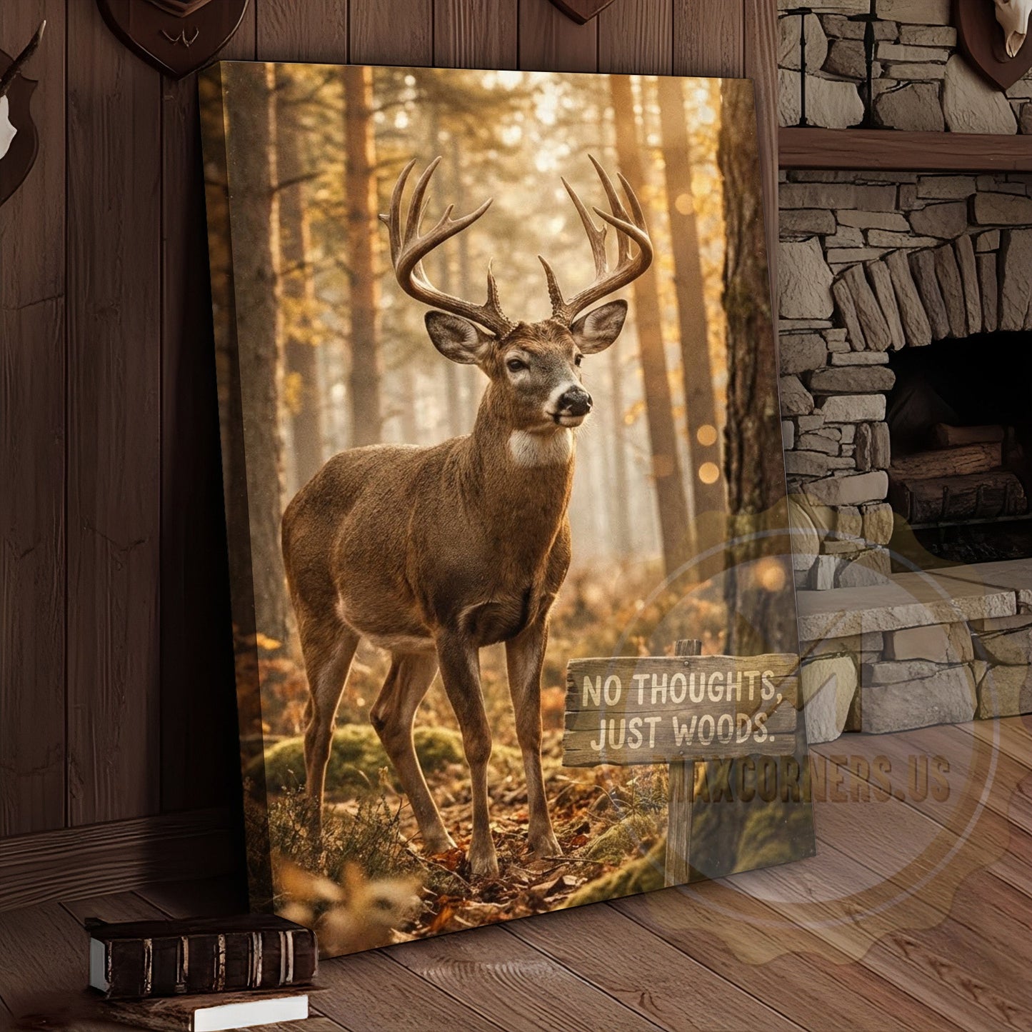 Deer Canvas No Thoughts Just Woods Autumn Canvas Wall Art
