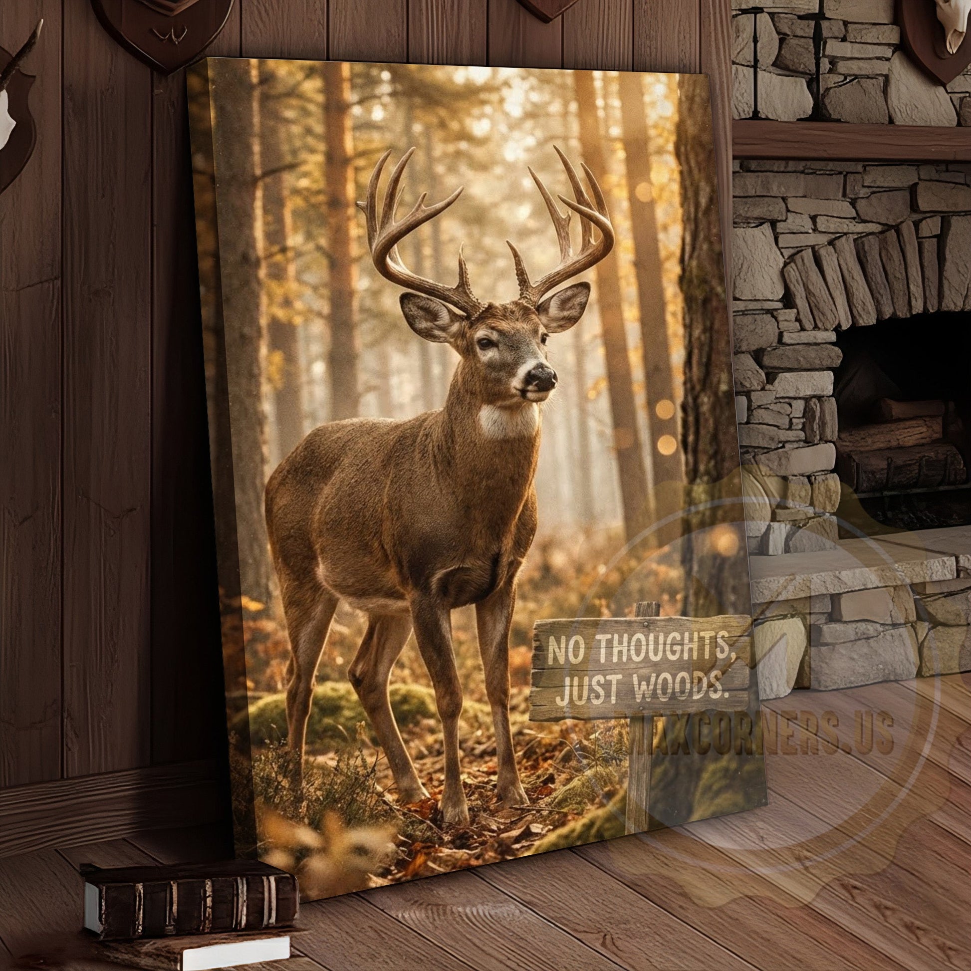 Deer Canvas No Thoughts Just Woods Autumn Canvas Wall Art
