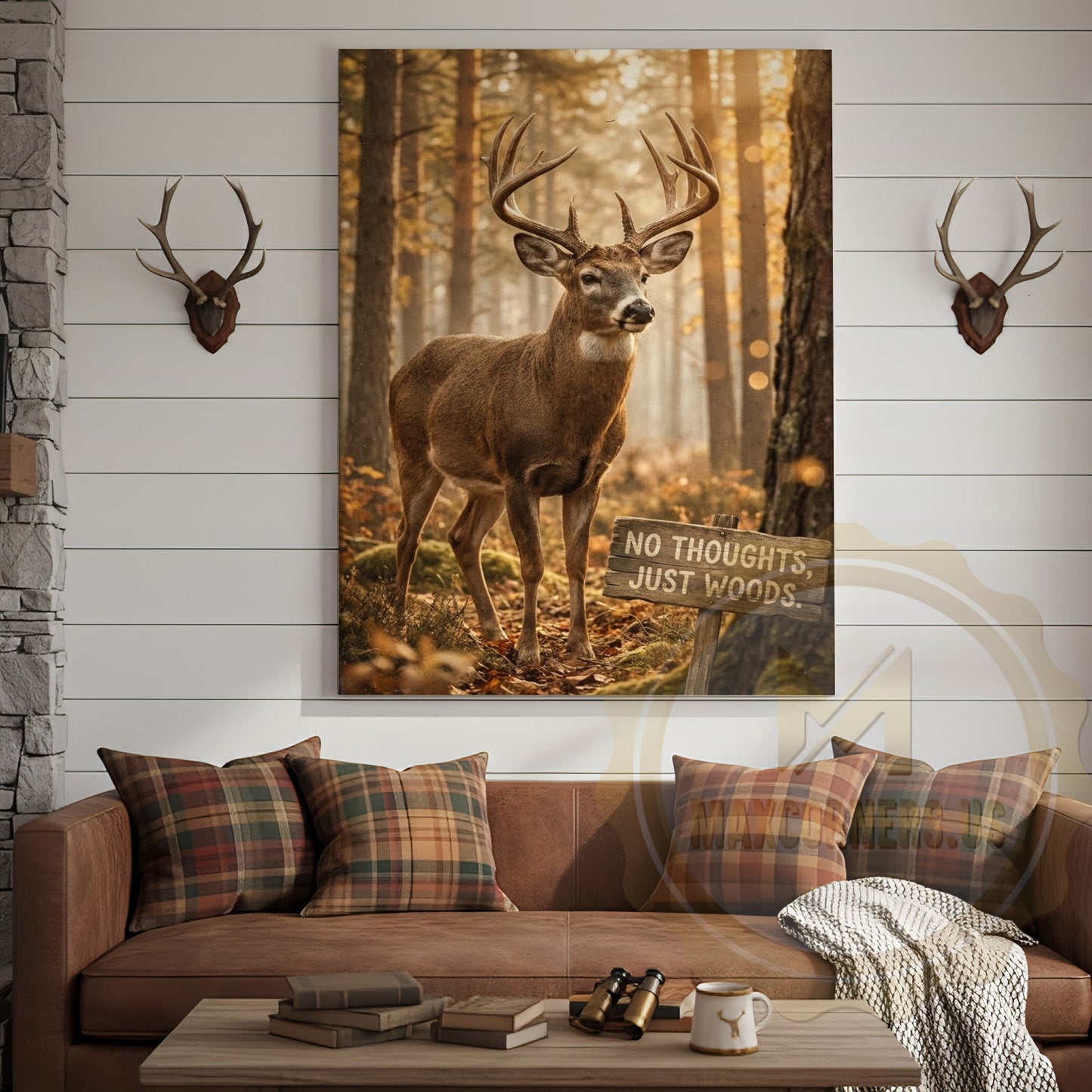 Deer Canvas No Thoughts Just Woods Autumn Canvas Wall Art