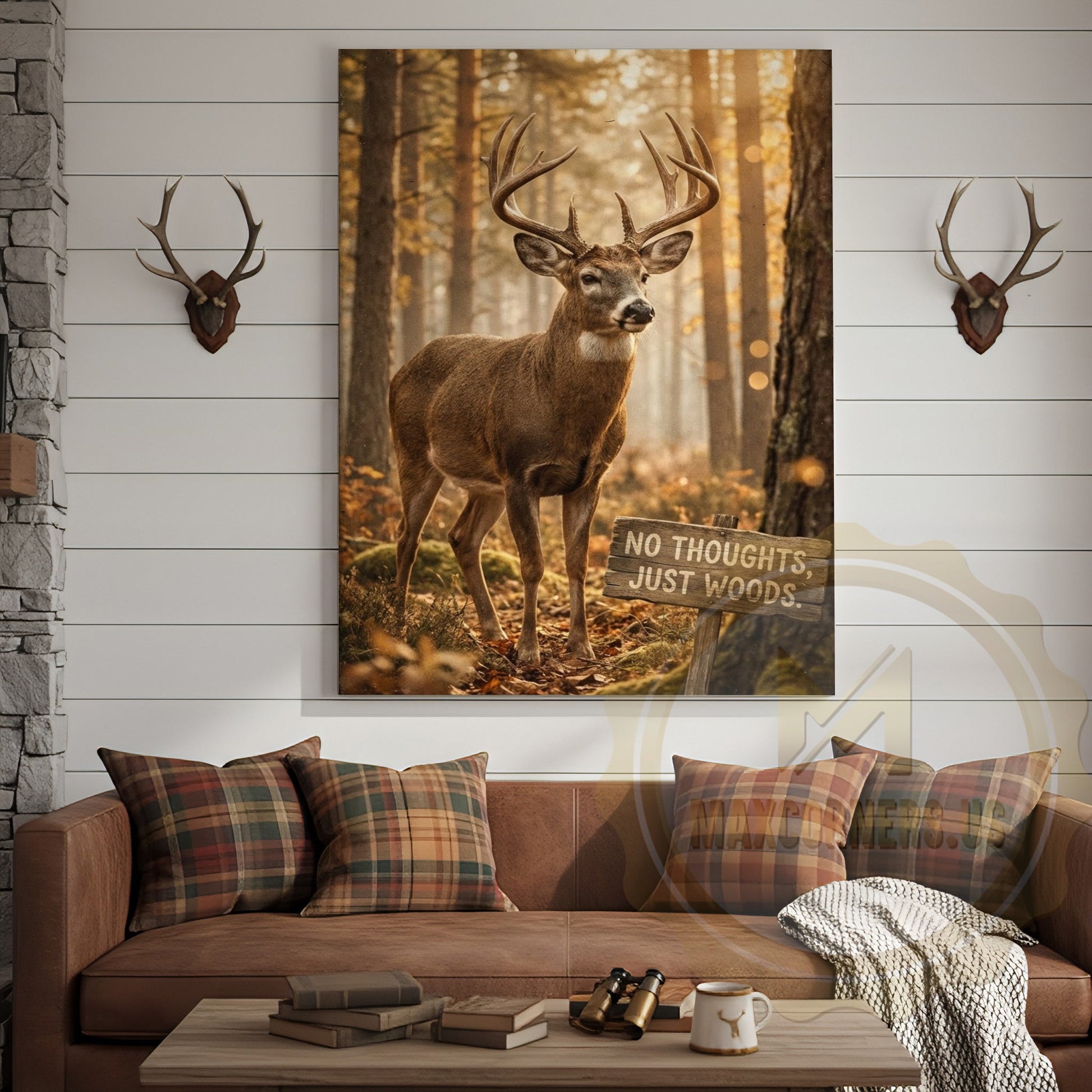 Deer Canvas No Thoughts Just Woods Autumn Canvas Wall Art