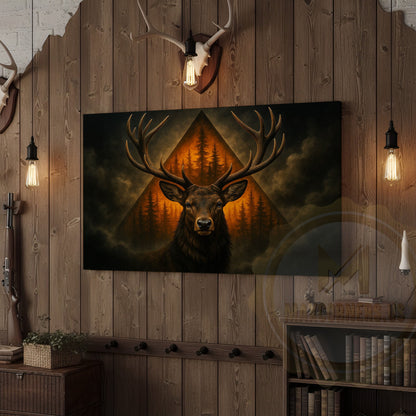 Deer with Forest Triangle Background Wrapped Canvas