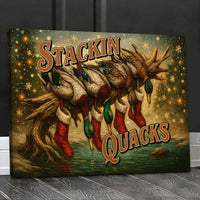 Stackin Quacks Canvas Wall Art, Funny Duck Hunting Christmas Decor