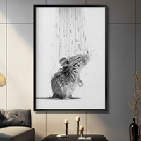 Wet Mouse Shower Pencil Sketch Canvas Art Wall Art