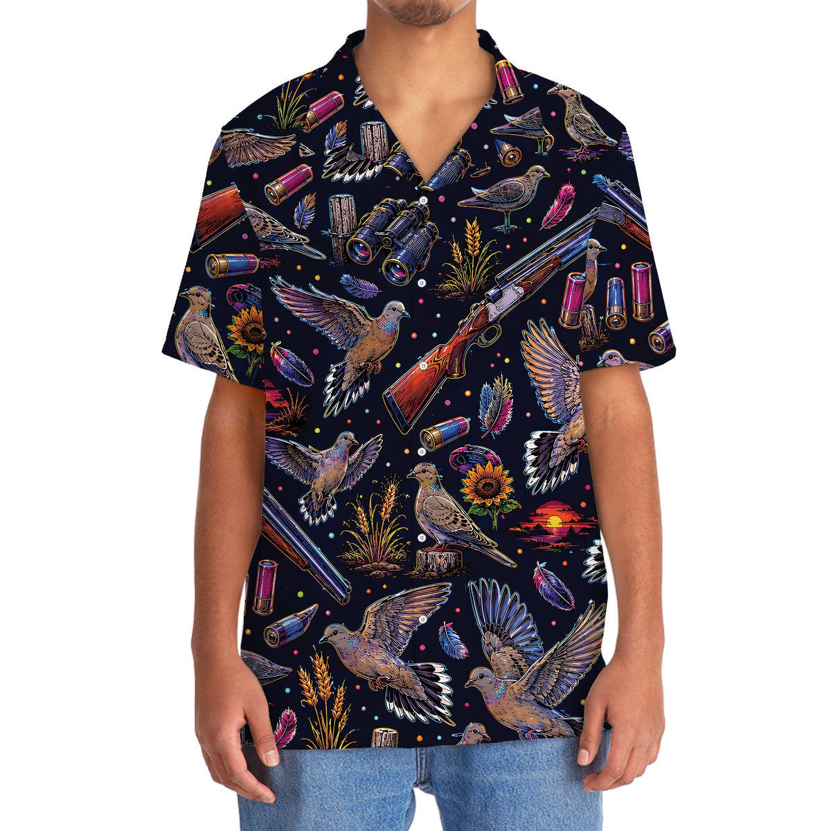 Dove Hunting Graphic Pattern Hawaiian Shirt