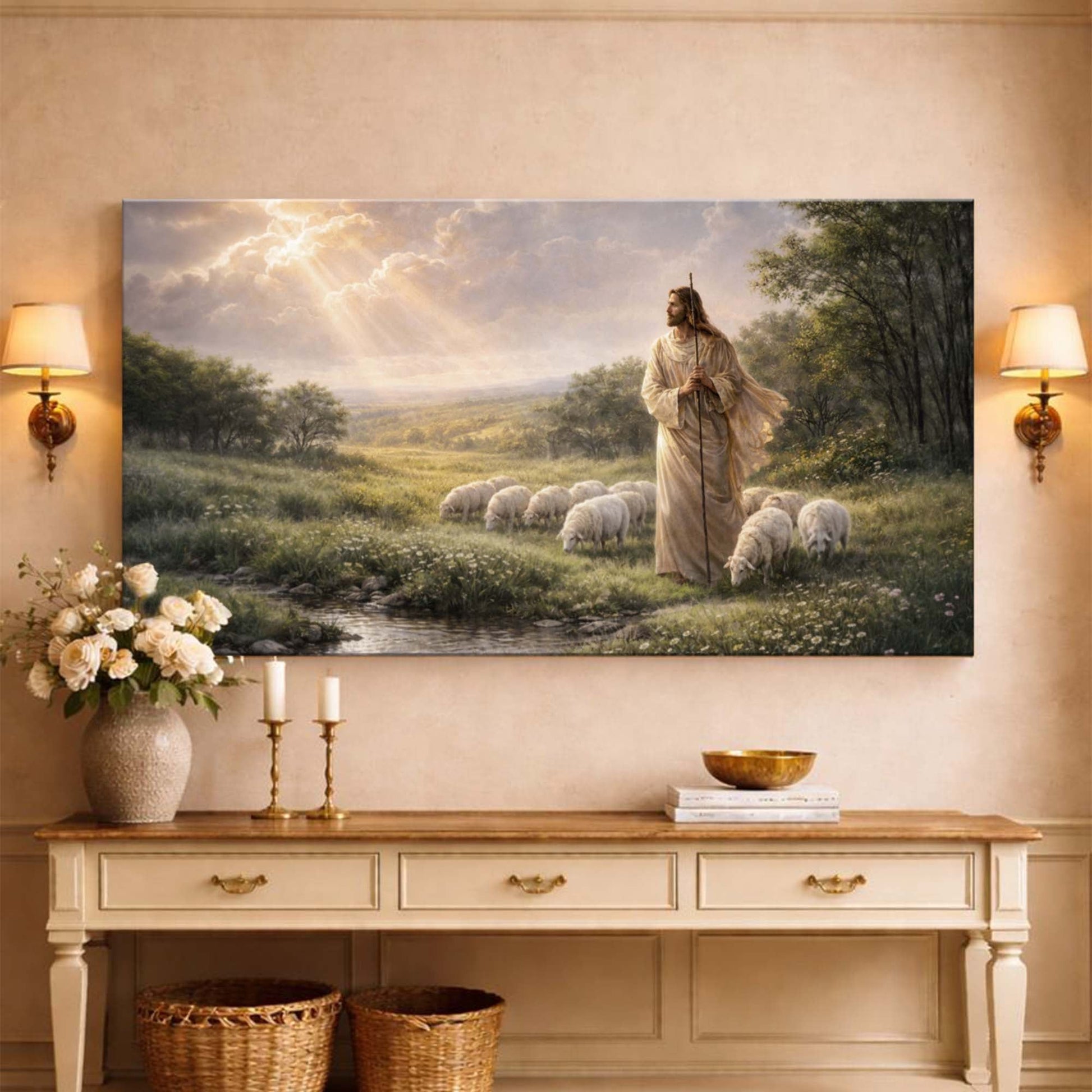 Jesus With His Flock Faith Wall Art