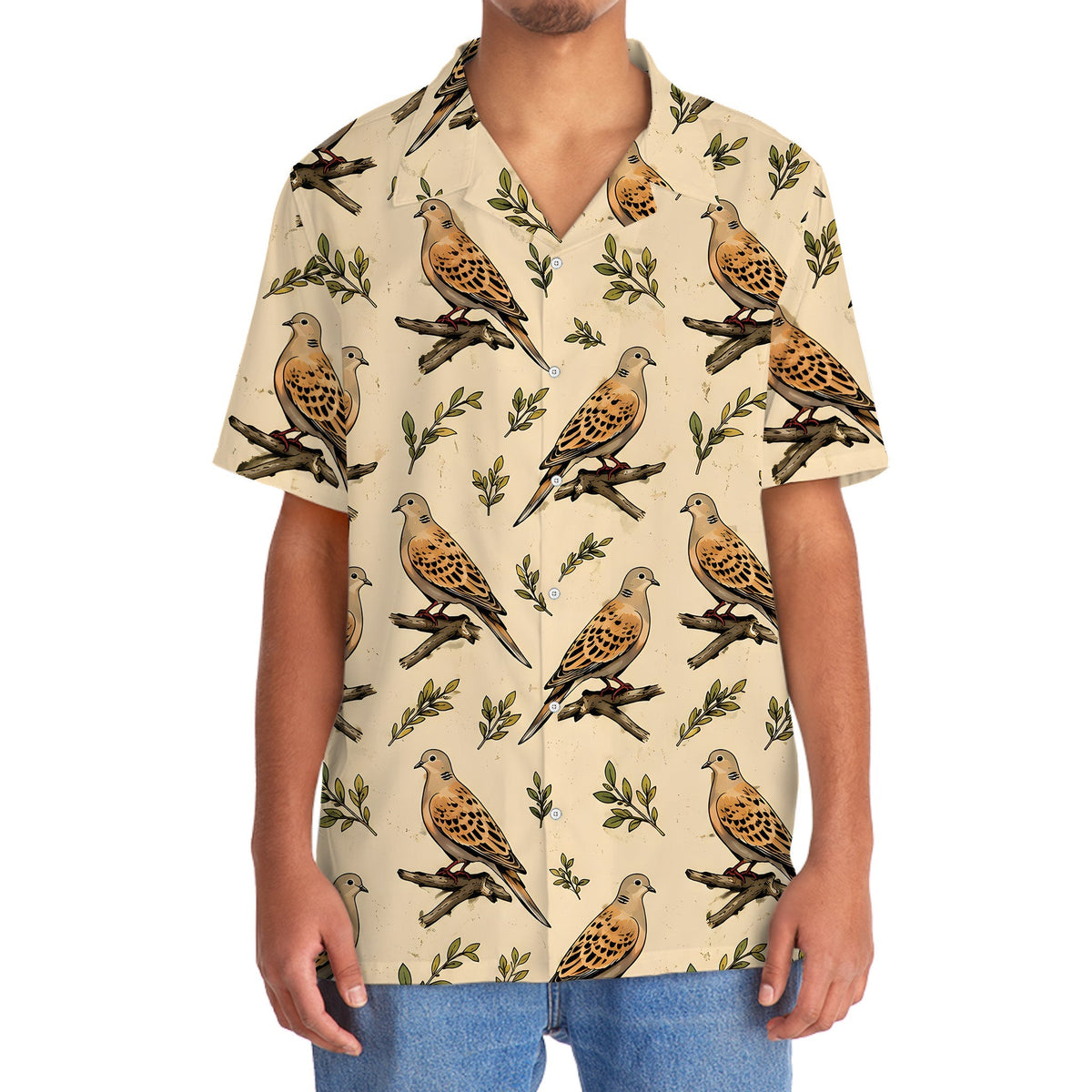 Vintage Wild Dove Pattern Hawaiian Shirt