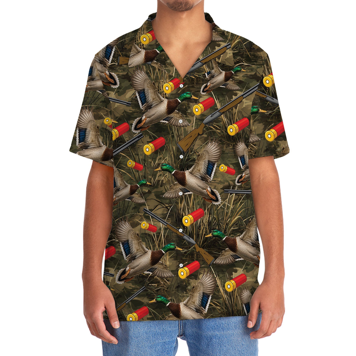 Vintage Camouflage Duck Hunting Hawaiian Shirt