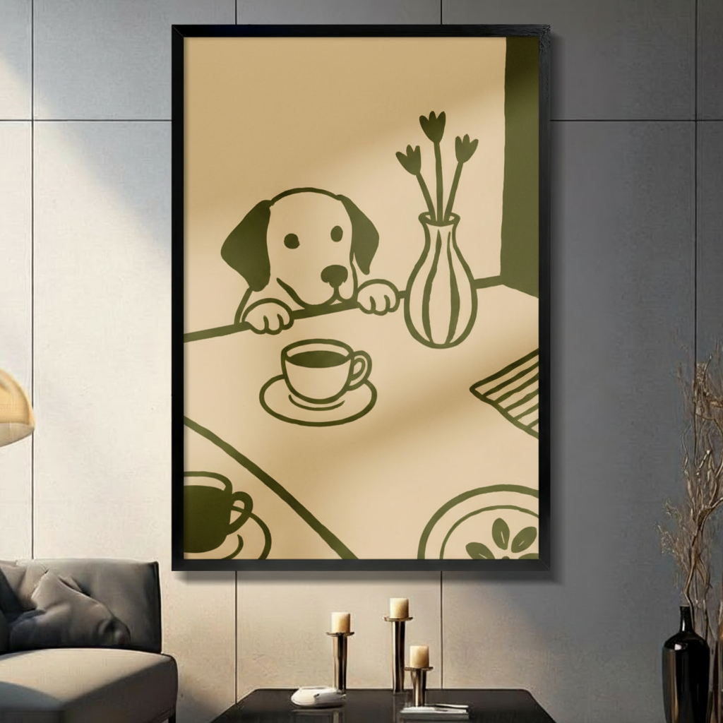 Labrador Peeking Table Minimalist Canvas Wall Art