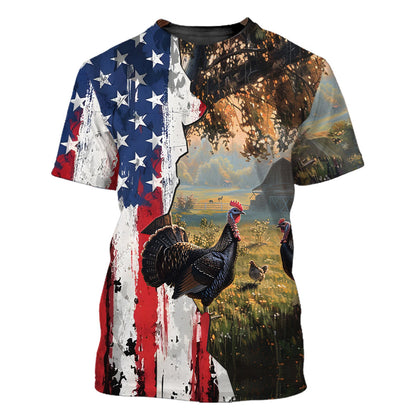 Realistic Patriotic Turkey Peaceful All Over Print Shirt