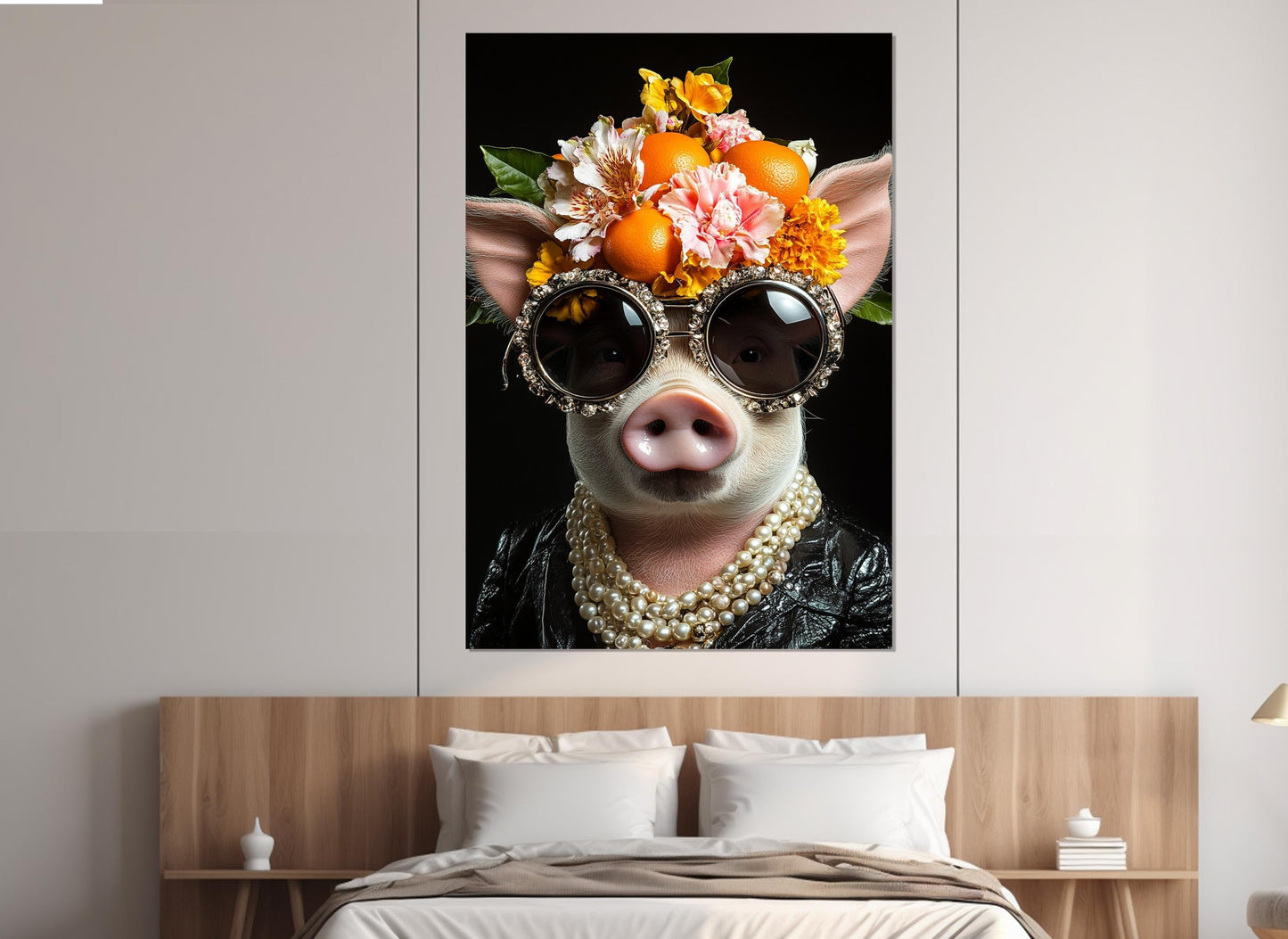 Cool Lady Pig Canvas - Framed Canvas Print | Elegant Pig Wall Art, Ready to Hang