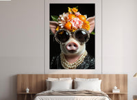 Cool Lady Pig Canvas - Framed Canvas Print | Elegant Pig Wall Art, Ready to Hang