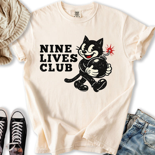 Vintage Nine Lives Club Relaxed Tee
