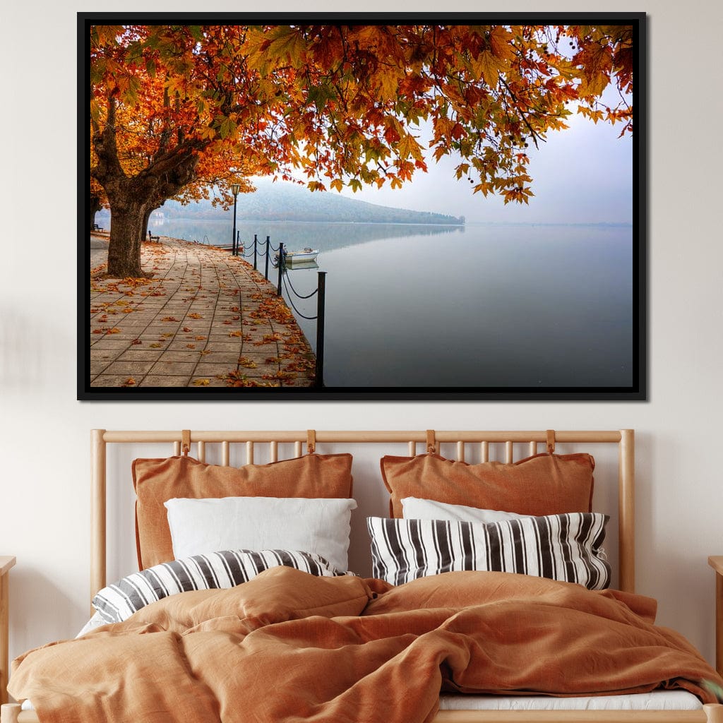 Lakeshore by Fall Canvas Wall Art