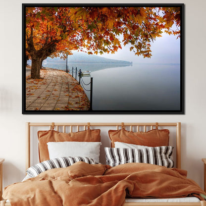 Lakeshore by Fall Canvas Wall Art
