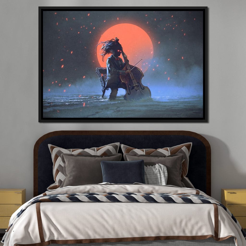 Mysterious Man Playing the Cello Canvas Wall Art