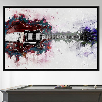 Angus Young's Red Guitar Canvas Wall Art