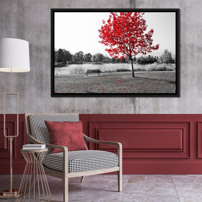 Calm View By The Red Tree Canvas Wall Art