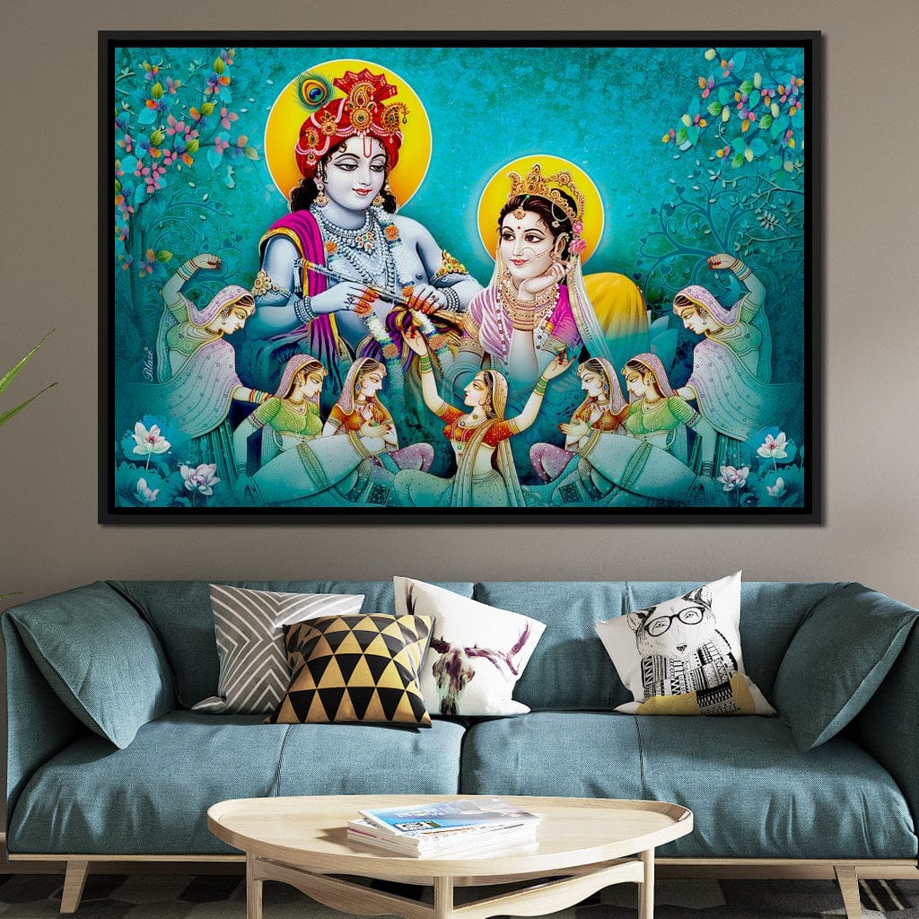 Lord Radha & Krishna Love Song Canvas Wall Art