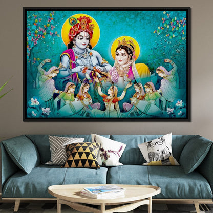 Lord Radha & Krishna Love Song Canvas Wall Art