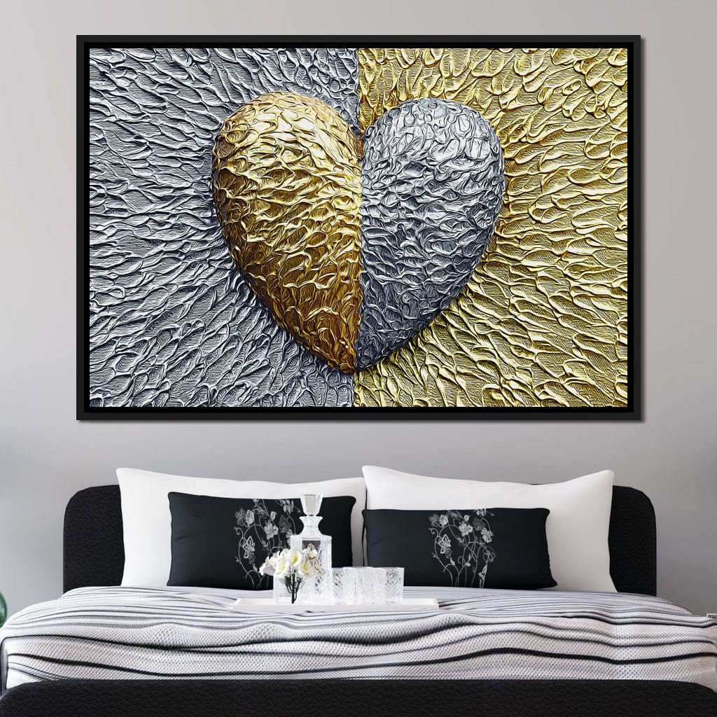 Due Color Heart Canvas Wall Art
