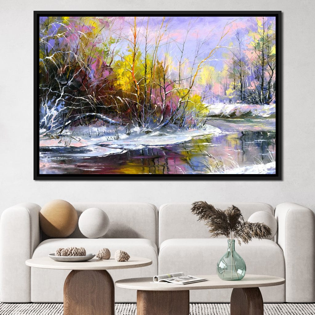 Winter Stream Canvas Wall Art