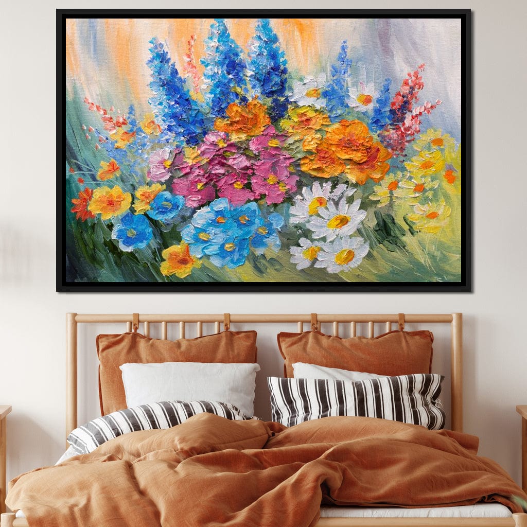 Abstract Bouquet of Spring Flowers Canvas Wall Art