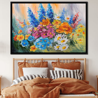 Abstract Bouquet of Spring Flowers Canvas Wall Art