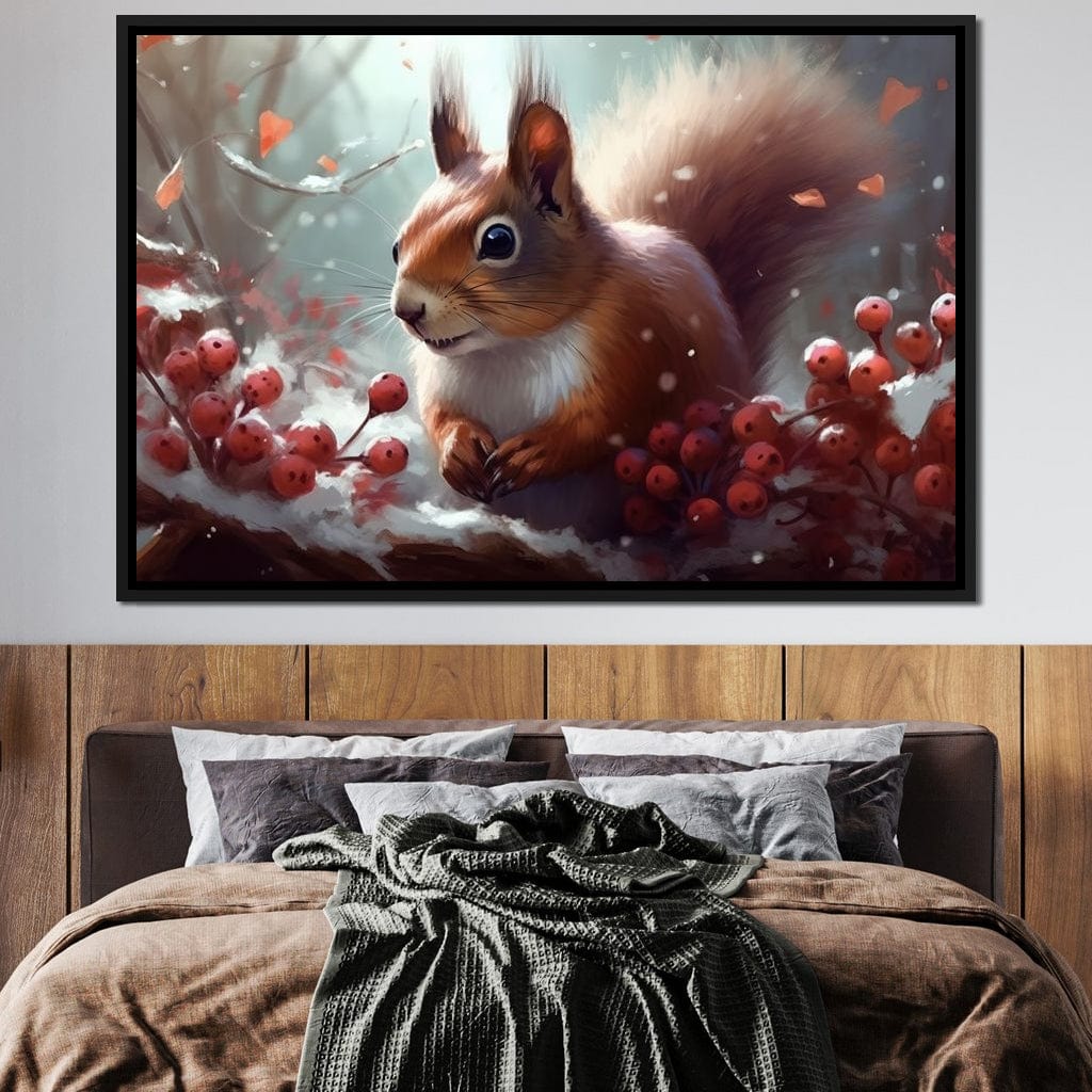 Winter Squirrel Canvas Wall Art
