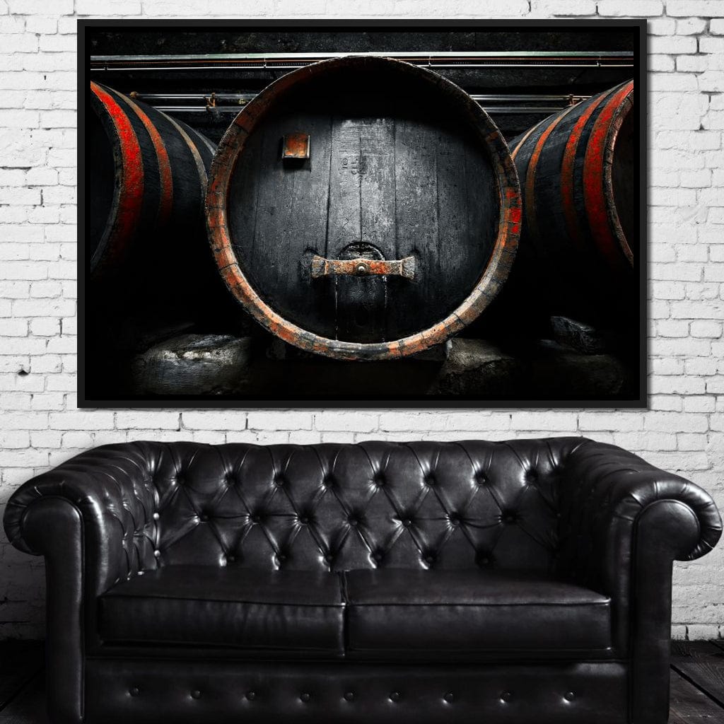 Traditional Wood Barrel Canvas Wall Art