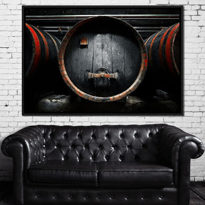Traditional Wood Barrel Canvas Wall Art