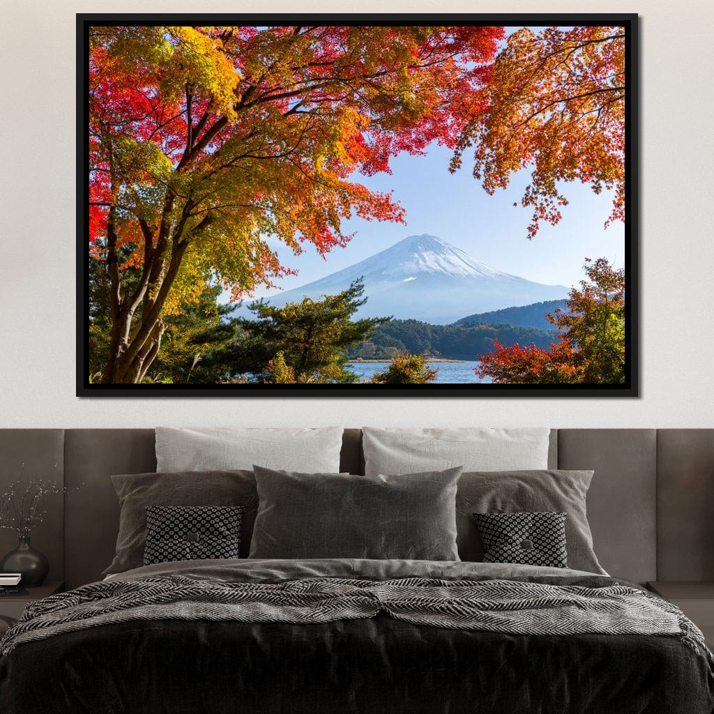 Autumn Trees by Mount Fuji Canvas Wall Art