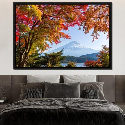 Autumn Trees by Mount Fuji Canvas Wall Art