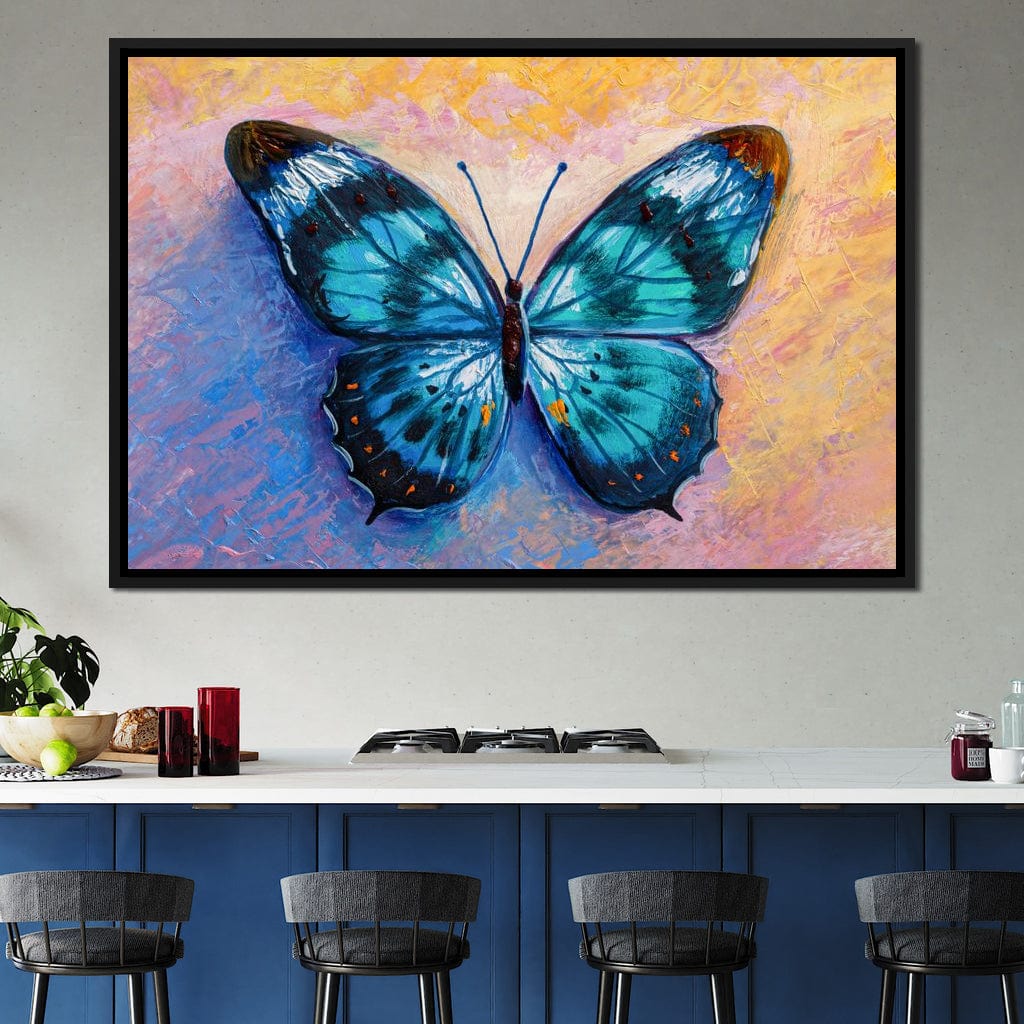 Light Blue Butterfly Canvas Wall Art