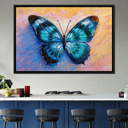 Light Blue Butterfly Canvas Wall Art