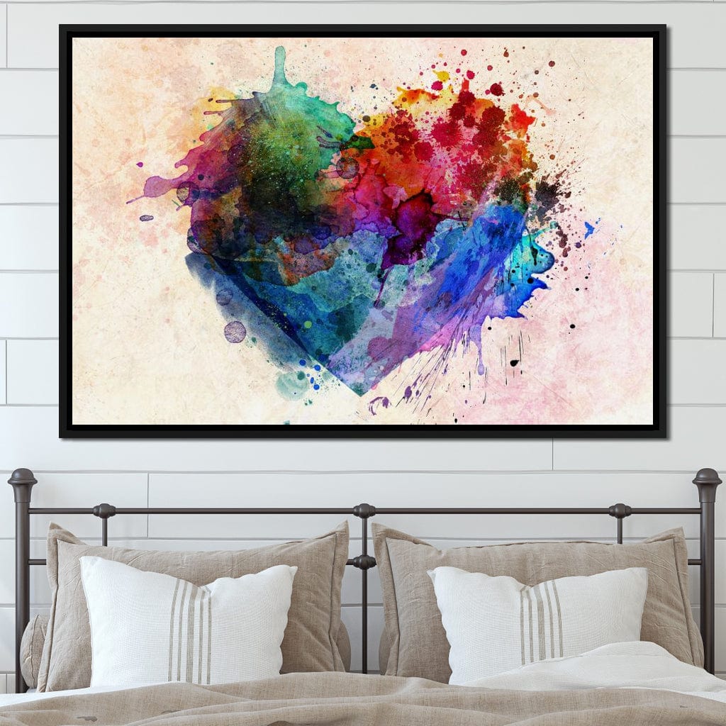 Heart Splash Canvas Wall Art