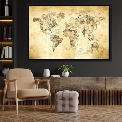 World Map Da Vinci - Mateo Canvas Wall Art
