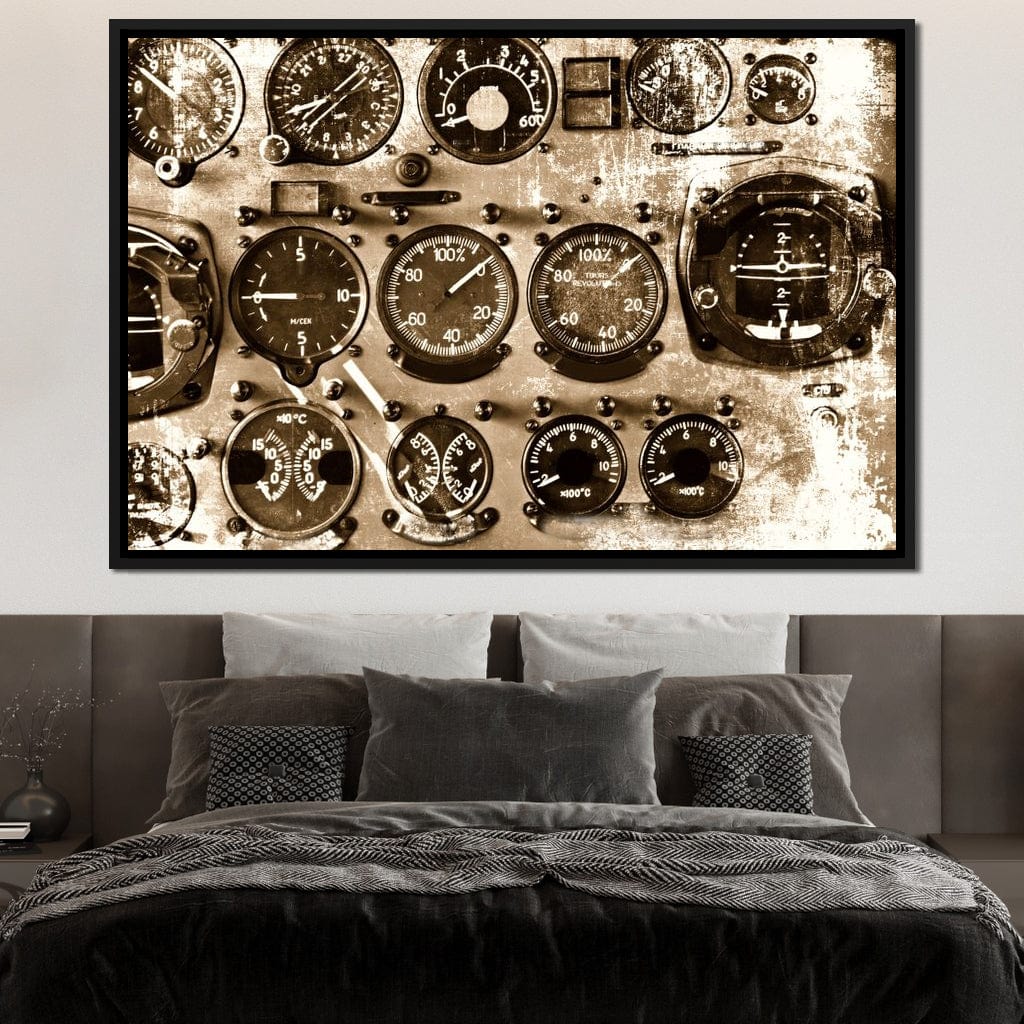 Retro Airplane Instruments Canvas Wall Art