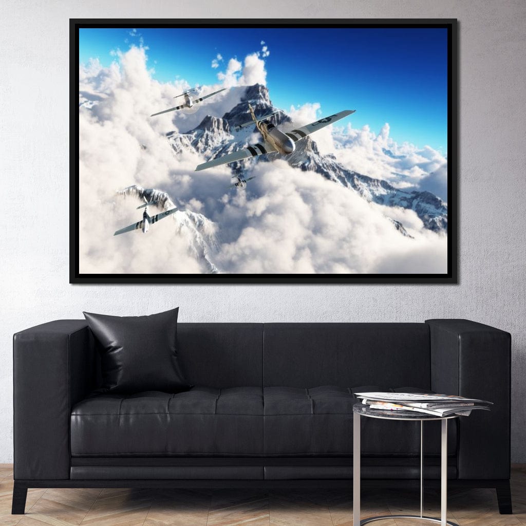 P51 Mustangs Winter Squadron Canvas Wall Art