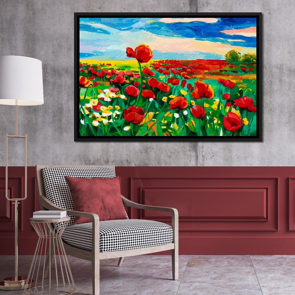 Field of Red Poppies Canvas Wall Art