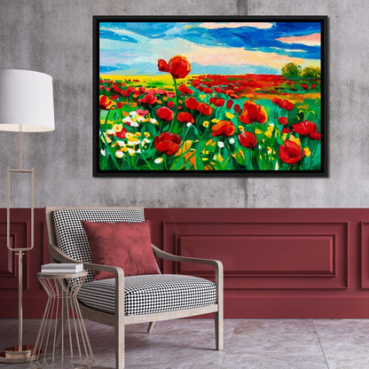 Field of Red Poppies Canvas Wall Art