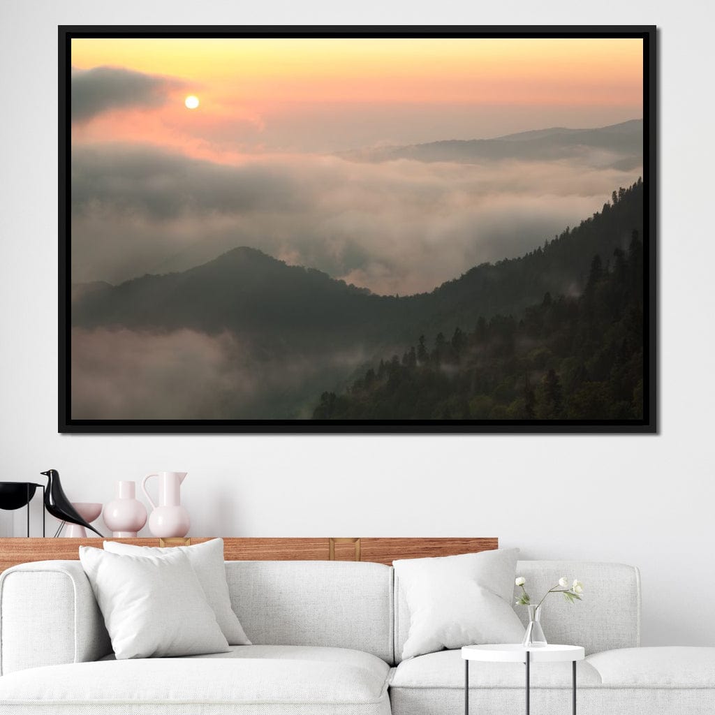 Fog over the Forest Canvas Wall Art