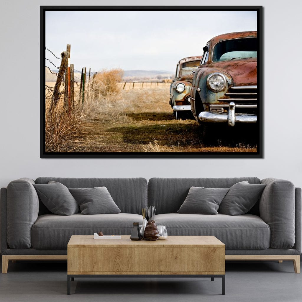 Abandoned Cars Canvas Wall Art