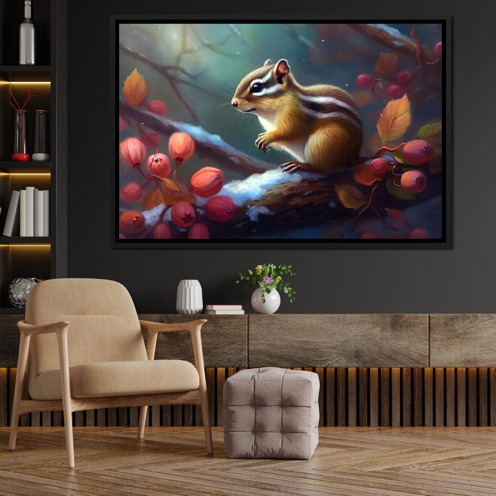Winter Chipmunk Canvas Wall Art