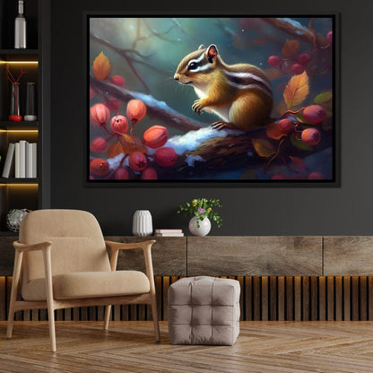 Winter Chipmunk Canvas Wall Art
